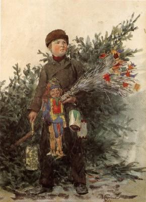Franz Skarbina: Berliner Junge vom Weihnachtsmarkt, um 1890