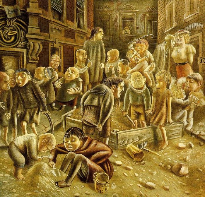 Karl Hubbuch: Kinder, die unter Steinen aufwachsen, um 1933/35