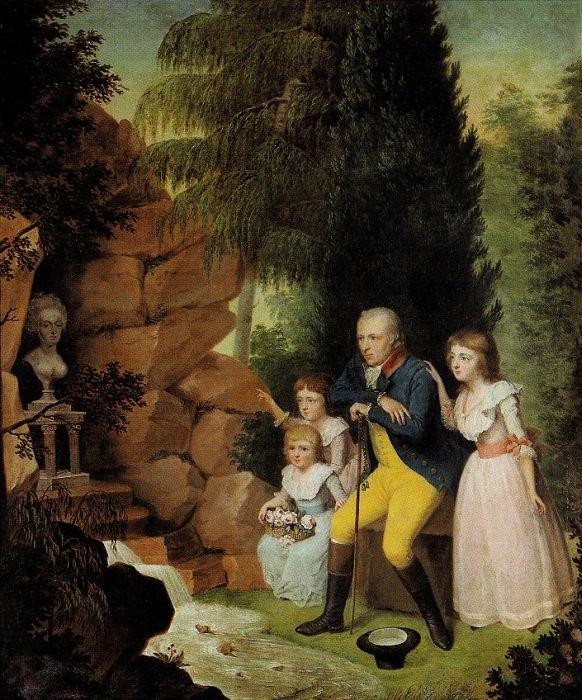 Johann Christoph Rincklake: Clemens August Freiherr von Galen mit seinen T&ouml;chtern, 1791/92